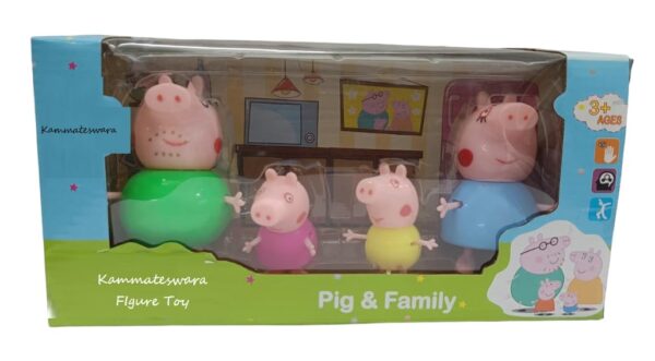 Kammateswara Pig Family Set of 4 Pig, George, Daddy Pig, Mommy Pig Toys for Kids