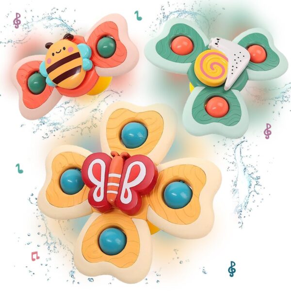 Suction Spinner Toy for Baby Bath Toys for Kids | Fidget Spinner Spinning Sensory Toddler Water Toy Sticks to Car Window Table High Chair Flight Travel Toy| Birthday Return Gift for Kids 3 Pcs