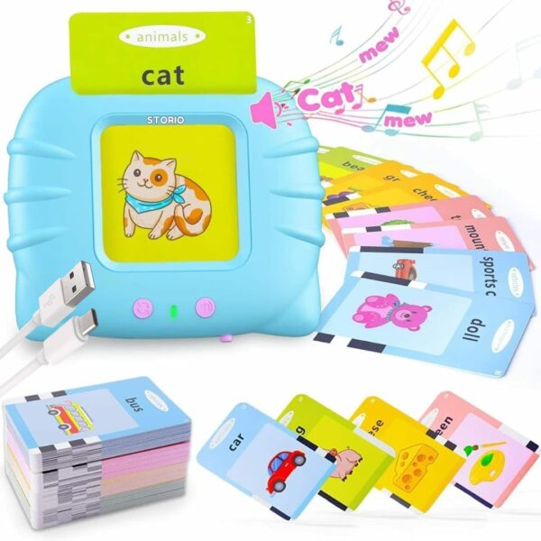 Rechargeable Educational Learning Talking Flash Cards for 2 Year Old Kids Boys Girls Baby Montessori Toys