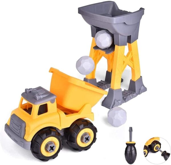 Construction DIY with Working Drill Machine Pretend Play Toy Trucks Play Set