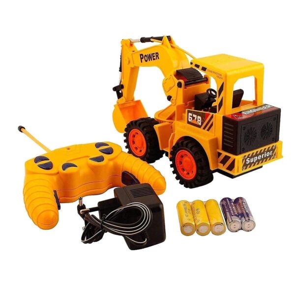 Cheetah Remote Control and LED Flash Lights JCB B Plastic Truck Kids Toys Set_(Yellow)