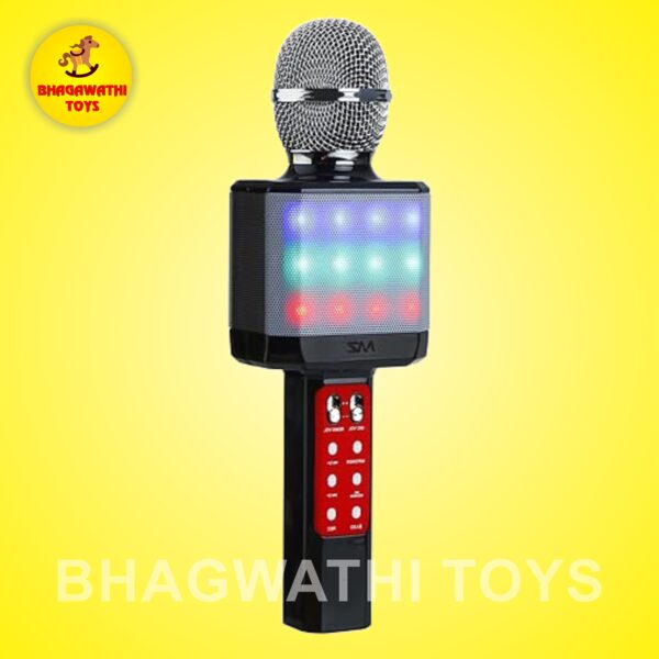 MZ MIC 13 (KARAOKE MIC WITH SPEAKER)Rechargeable FM Radio Voice Changer RGB Light Microphone