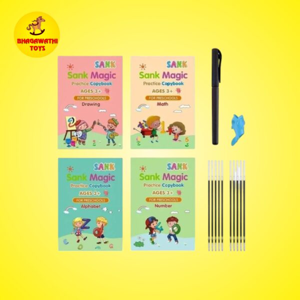 Sank Magic Practice Copybook, (4 BOOK + 10 REFILL+ 1 Pen +1 Grip)
