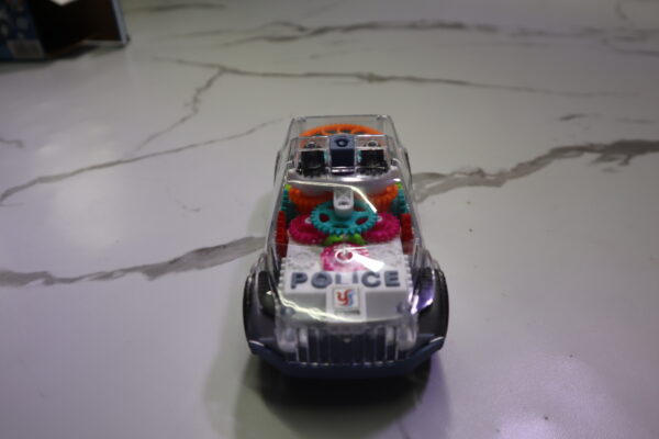 Police Gear Car – Transparent with Mechanical Gears, Light & Music