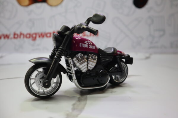 Pull Back Motorcycle Toy – Alloy Model with Lights (Purple)